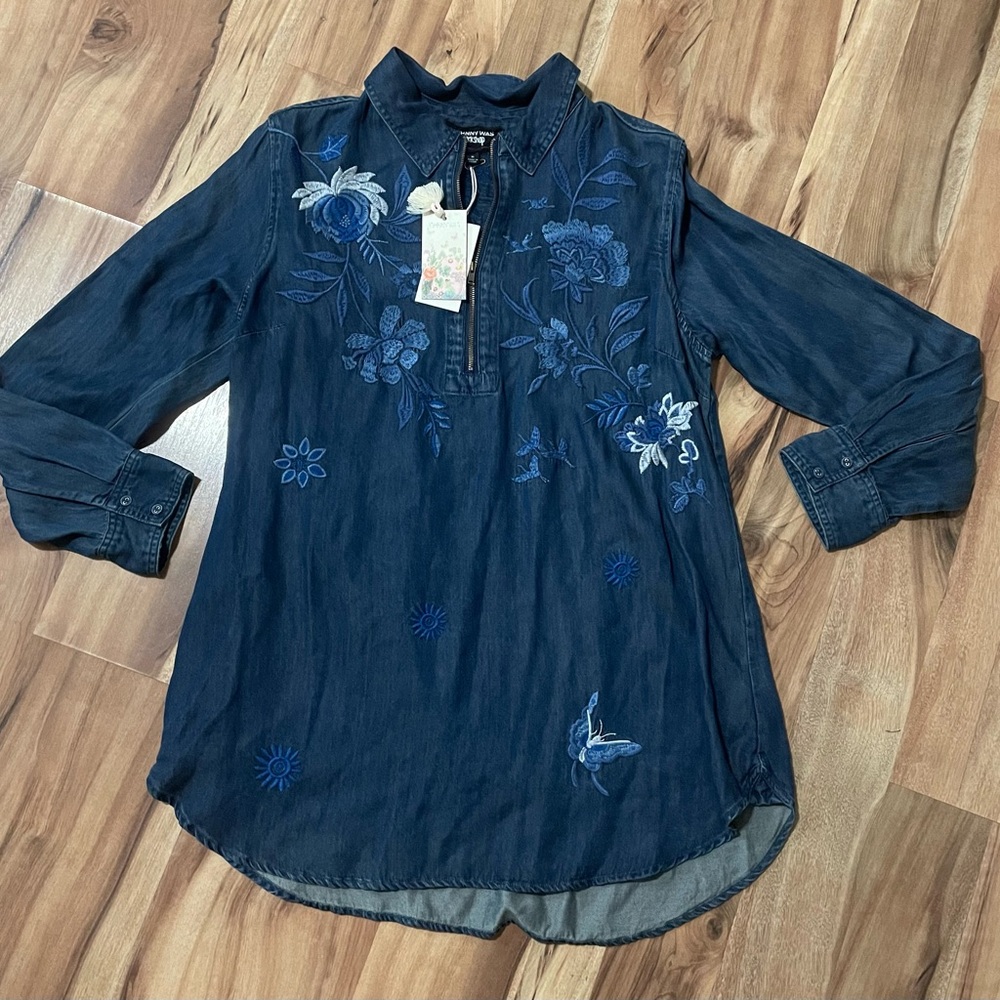 NWT Johnny Was Workshop JAZMINE ZIPUP SHIRT TUNIC Sz Med